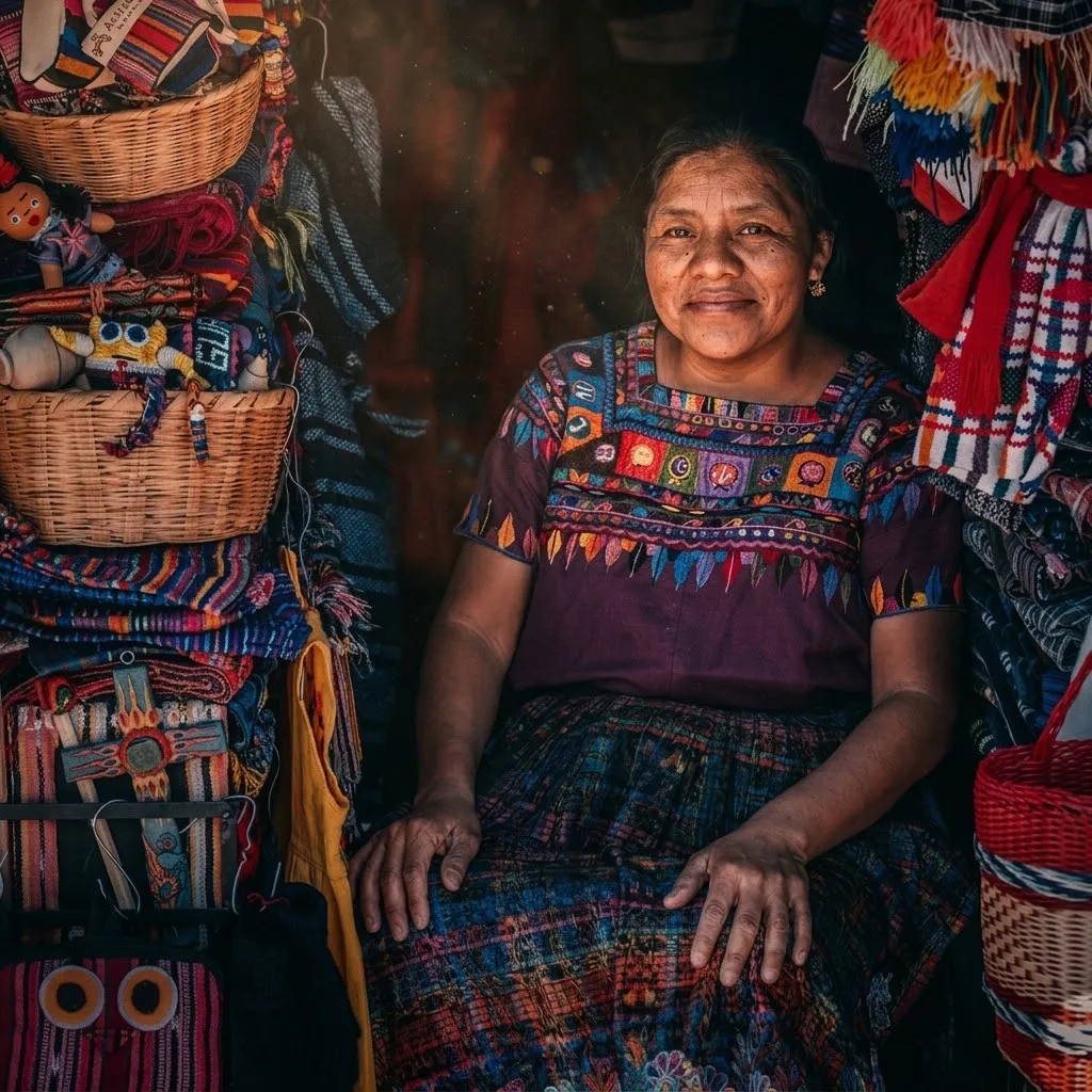 Portrait of a textile artisan in her shop