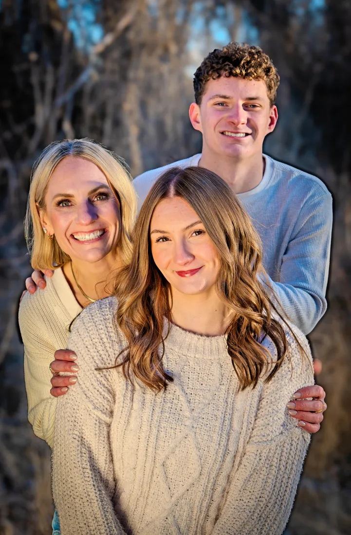 Family portrait in warm winter light